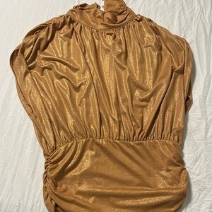 Gold blouse with waist defining detail